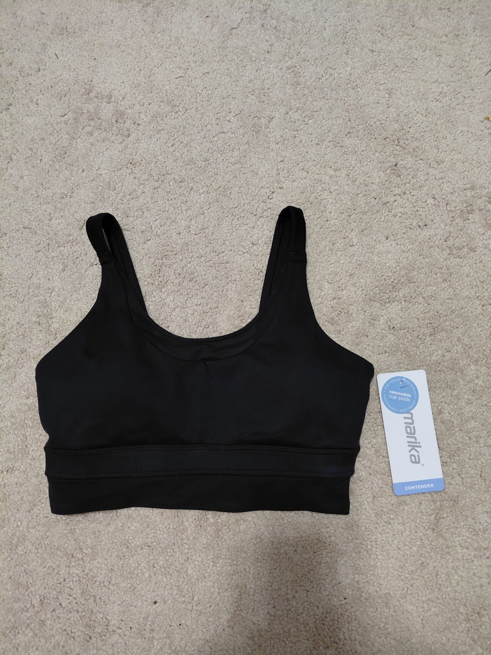 Marika Black Scoop-Neck Supportive Sports Bra NWT